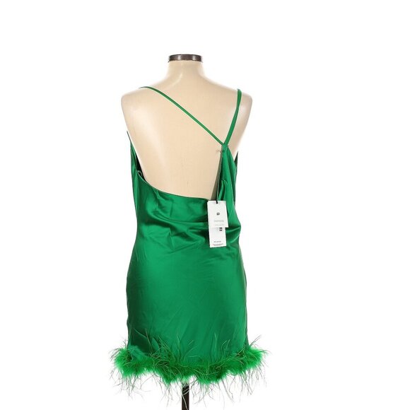 LOULOU x Rue Ra Feather Trimmed Mini Dress in Green Medium NWT - Picture 3 of 6
